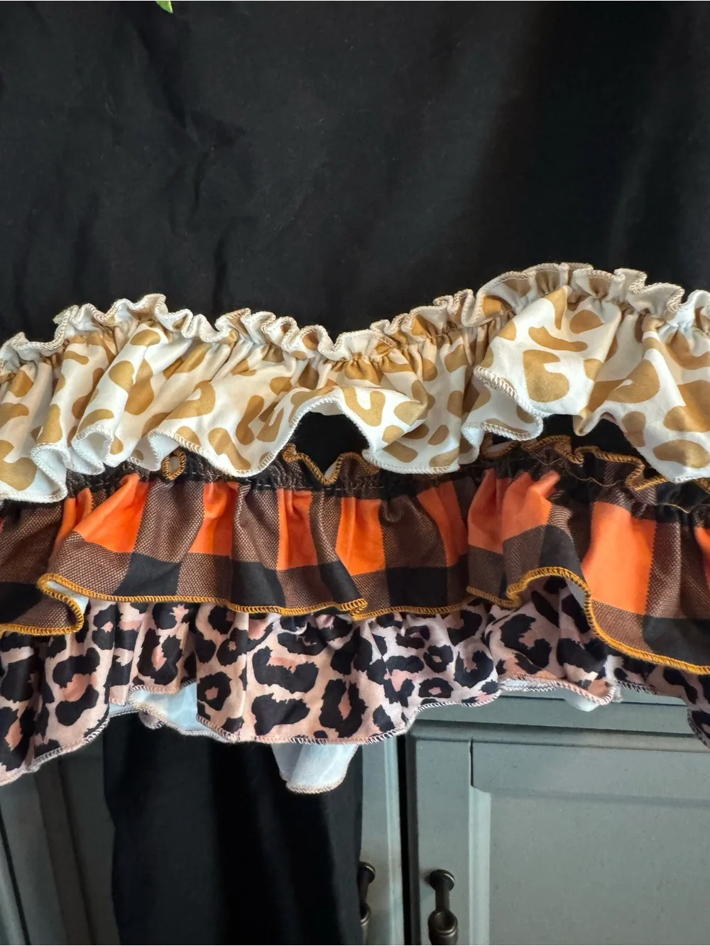 Black Pumpkin Ruffle Halloween shirt & pants set-